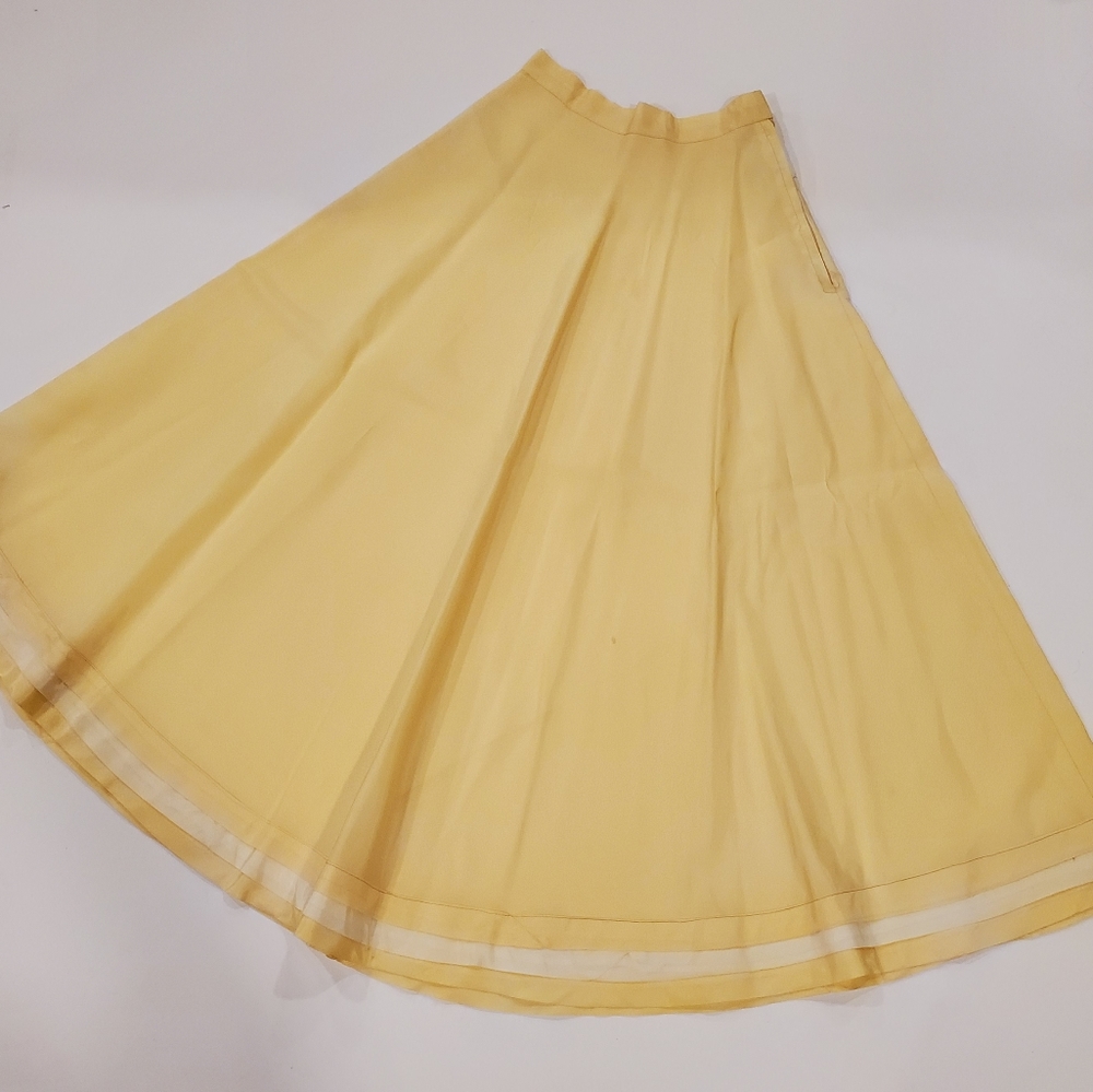 VINTAGE 40s 50s taffeta skirt buttercup yellow - Picture 1 of 12